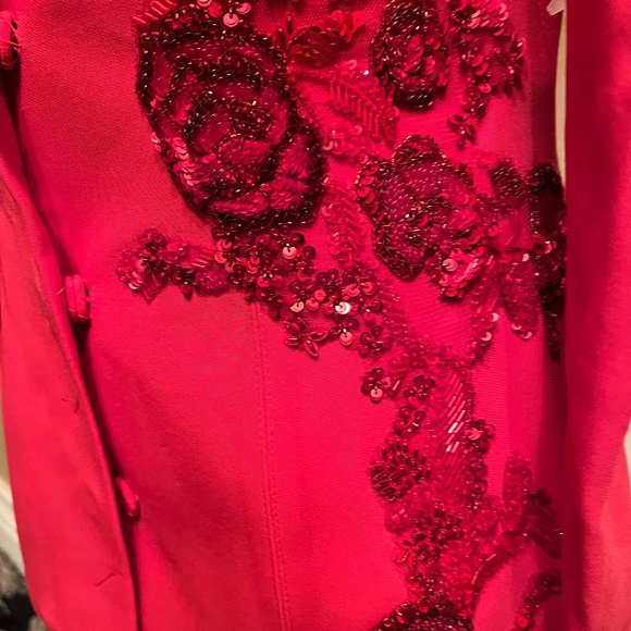 SemSem red off the shoulder beaded elegant top - Picture 7 of 8